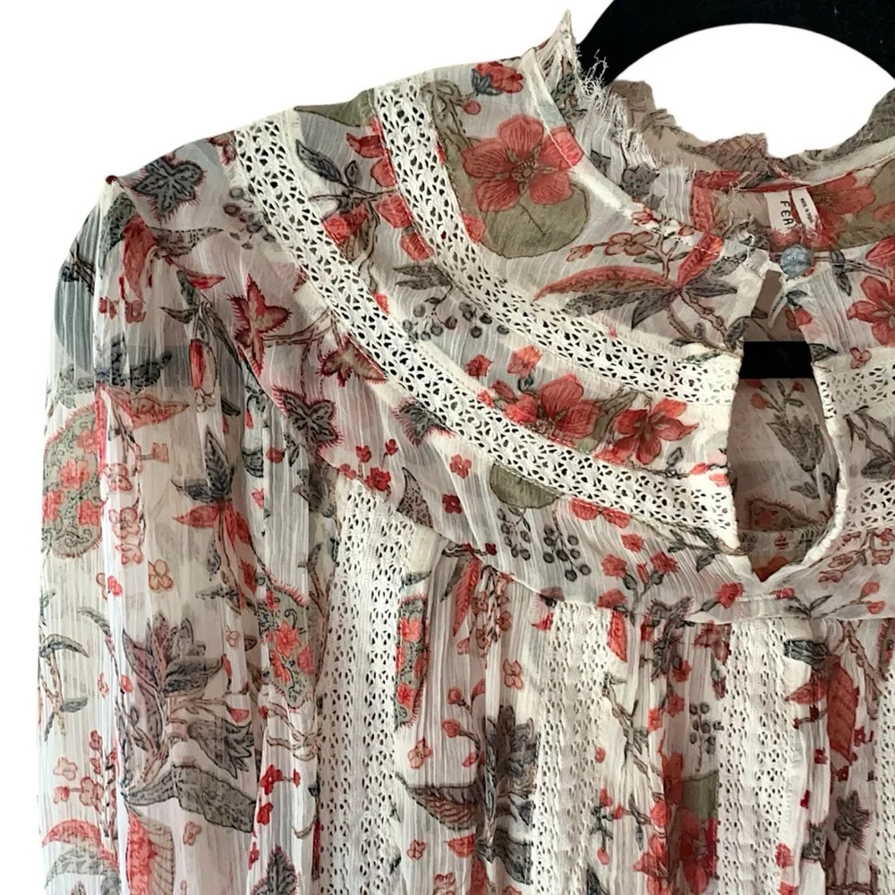 ANTHROPOLOGIE FEATHER & BONE NWOT FLORAL LACE ELENA BLOUSE | SIZE: 2 - Picture 3 of 10